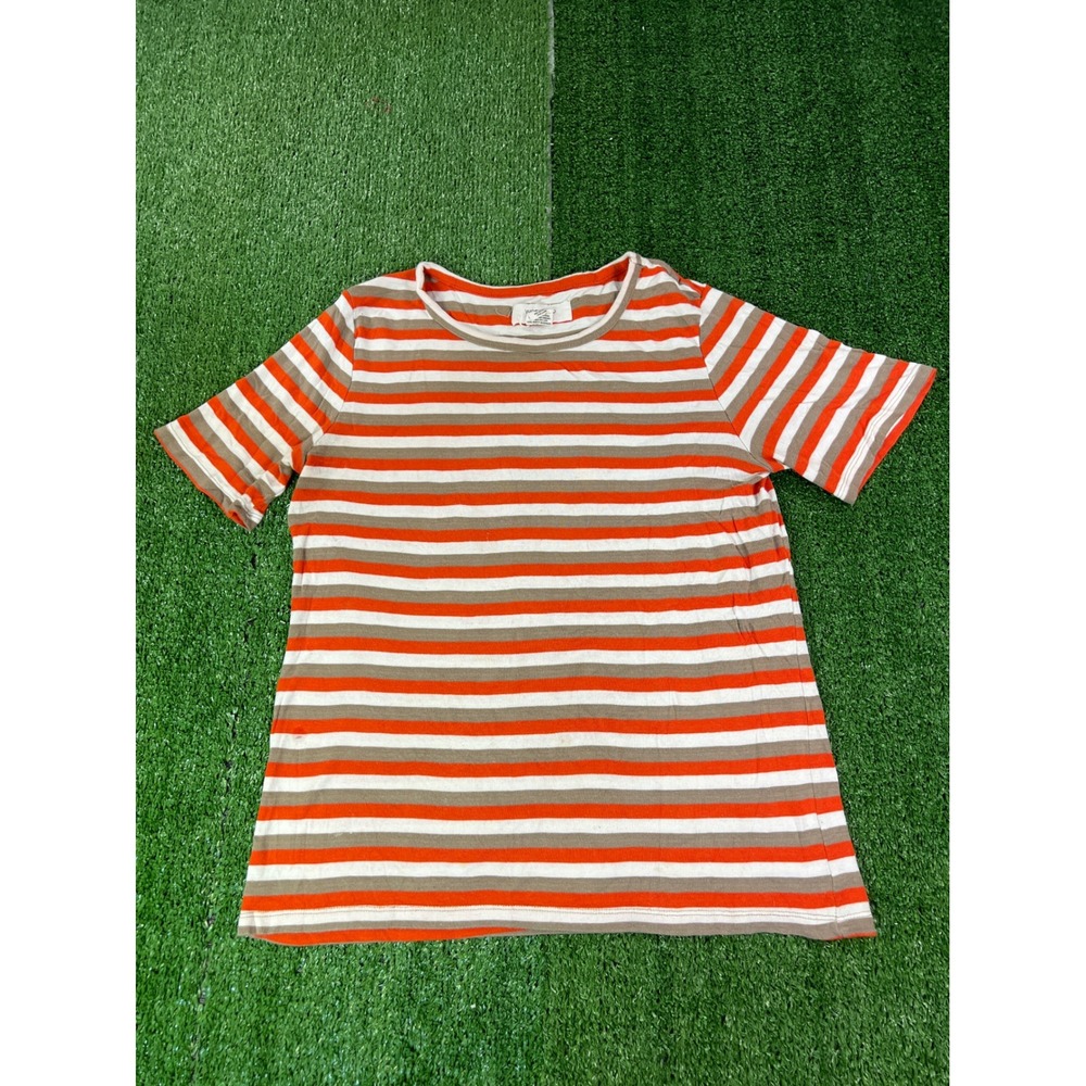Workshop‎ Republic Striped Short Sleeve T-Shirt Red Tan White Crew Neck Women M